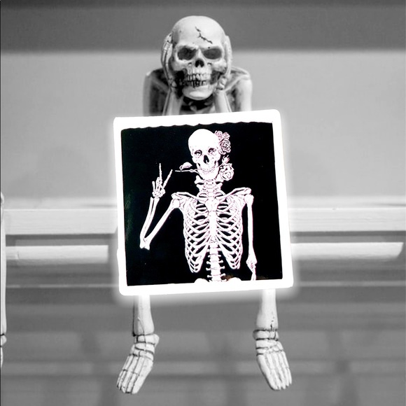 Hand Crafted Accessories - NEW Peace Skeleton Spooky Scary Creepy Cool Sticker Waterproof Halloween Horror
